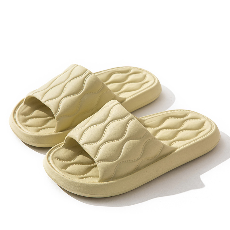 京城派 2020新款棉拖鞋女冬季居家用防滑男士秋冬天保暖月子室内家用可爱线条棉拖情侣厚底冬天棉拖 波浪-绿色 38-39码（建议37-38码穿）