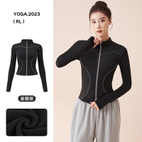 加绒线感反光瑜伽外套秋冬健身服户外夜跑骑行运动上衣女 L 星耀黑（加绒款）