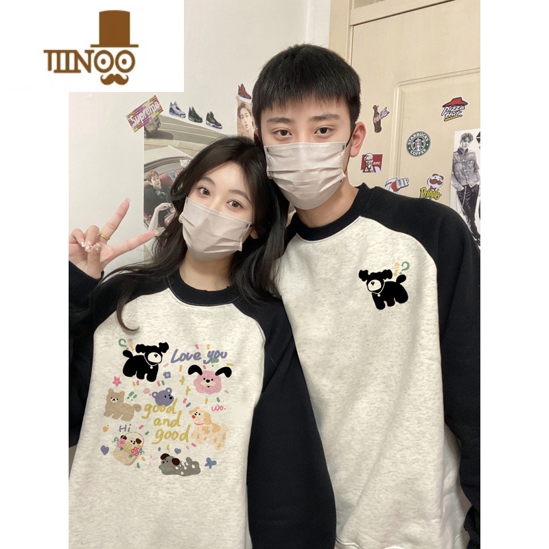 YANXU特别的情侣装款2023新款冬季网红插肩袖卫衣感小众外套装高清大图