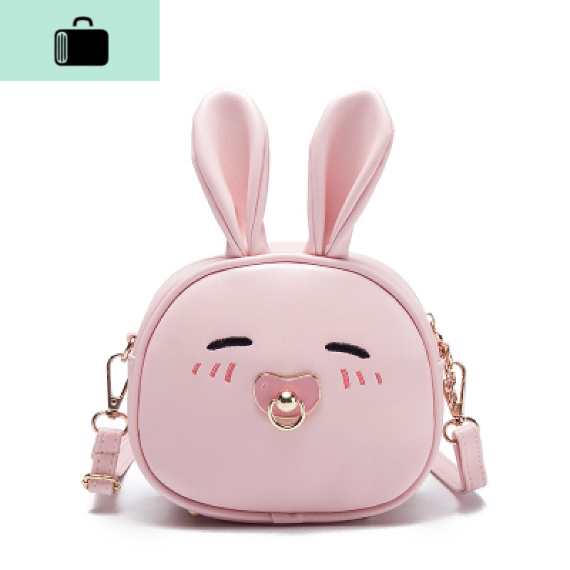 儿童斜跨小包包潮时尚公主女孩迷你单肩包可爱女童小孩洋气零钱包NEWLAKE 粉红色兔耳朵