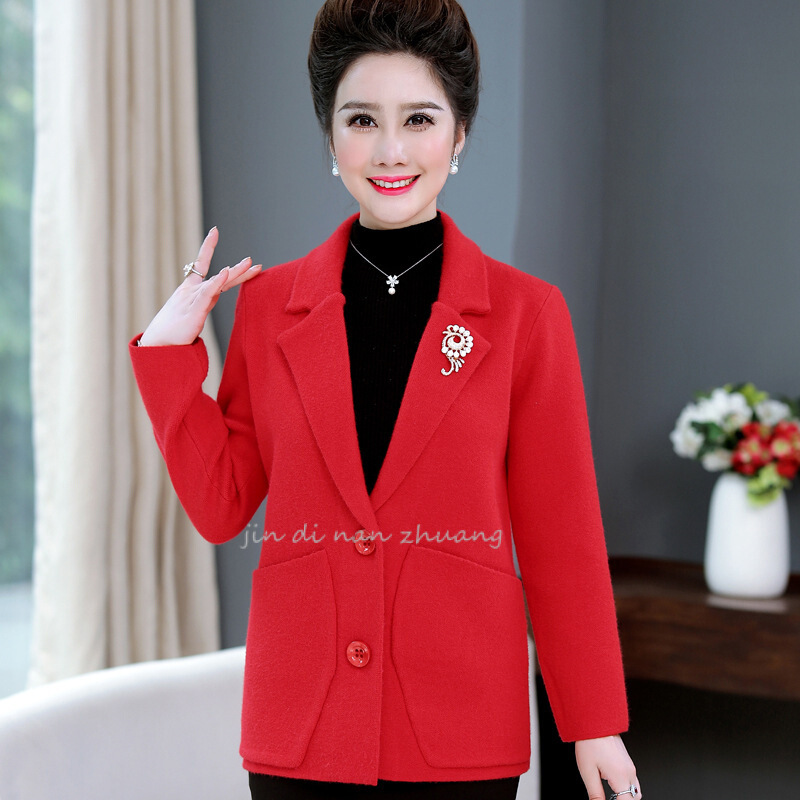 迪鲁奥(DILUAO)授权店铺2019年秋季冬新款婚礼妈妈装高贵洋气秋装礼服外套40岁50中老年女冬装宽松针织上衣