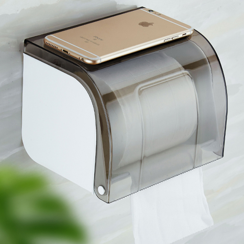 塑料免打孔卫生间纸巾盒厕所置物架厕纸盒手纸盒卷纸架灰色纸巾盒