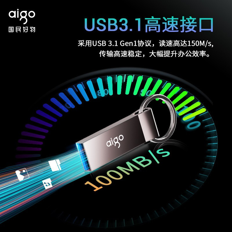 爱国者U310PRO金属U盘32G高速USB3.1车载U盘 电脑优盘