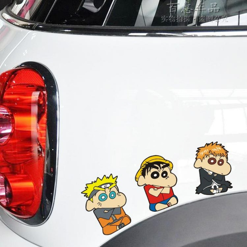 蜡笔小新车贴汽车贴纸划痕遮挡前杠后杠尾部保险杠创意个性搞笑 西瓜