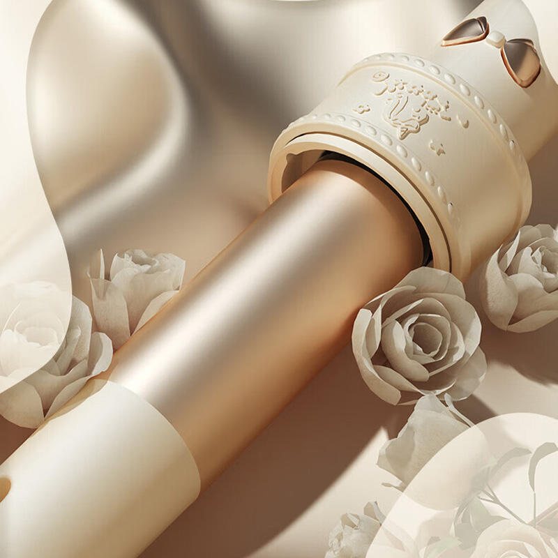 雷瓦自动卷发棒进发口加宽三挡温控声音轻柔微弱奶茶白RB-8705高清大图