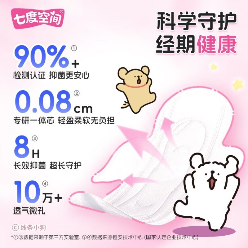 七度空间少女极薄透气棉柔日用 245mm2片*3包高清大图