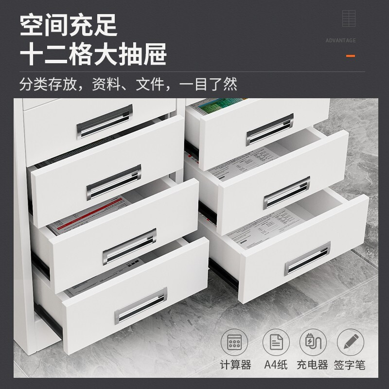 域赢文件柜办公柜钢制铁皮柜资料柜档案柜储物柜横十二斗矮柜