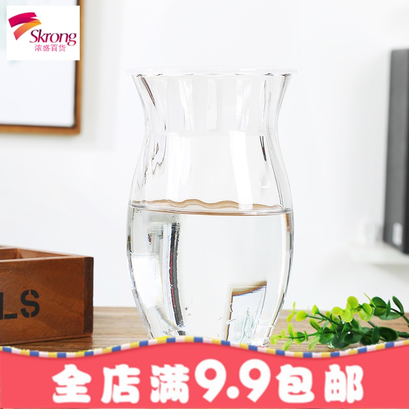 创意大号透明玻璃欧式花瓶 桌面水培绿萝观音竹花瓶鱼缸容器摆件