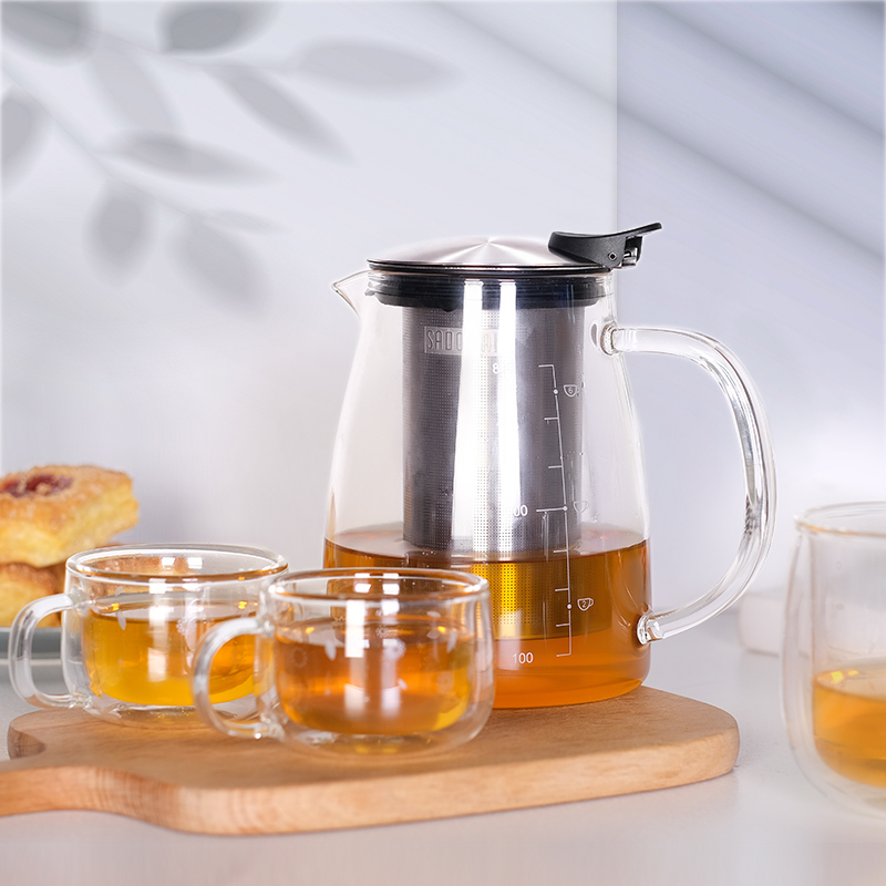 仙德曼SADOMAIN 玻璃泡茶壶家用茶具耐热玻璃咖啡壶过滤水壶茶壶 480ml-直火花茶壶CS048