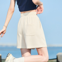 [1.5折价50元]唐狮夏季新款运动短裤女舒适宽松精致绣花松紧腰休闲阔腿裤