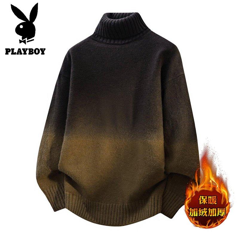 花花公子新款高品质【新款】2025冬可翻高领领针织毛衣男_168高清大图