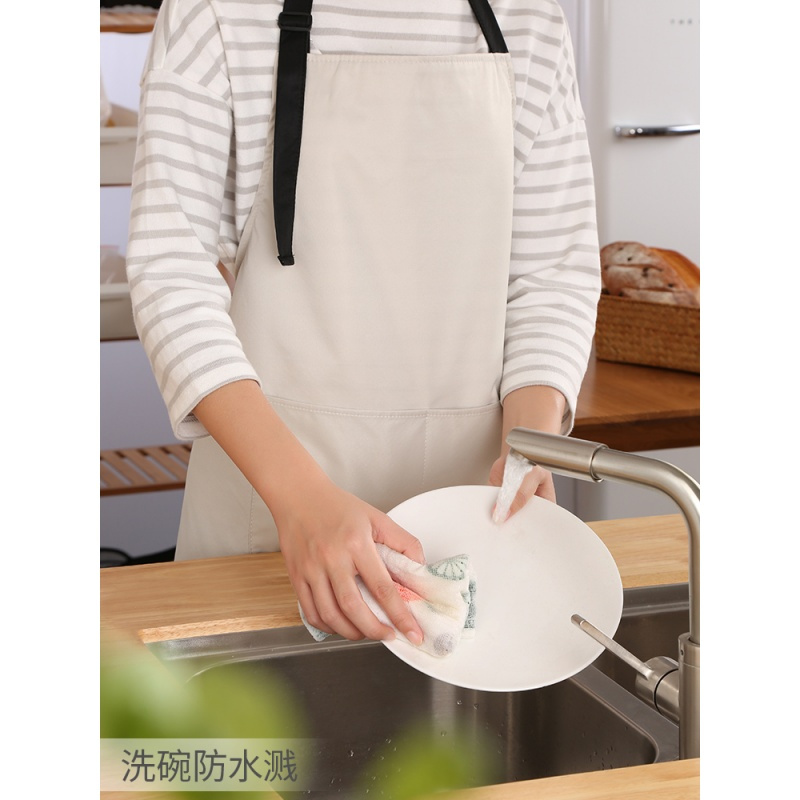 日式厨房围裙 防水防油家用背心式护衣做饭长袖罩衣日用家居
