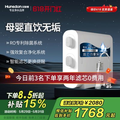 汉斯顿 Hunsdon 0阻垢剂添加净水器家用直饮净水机厨下式RO反渗透母婴直饮机自来水过滤器D3