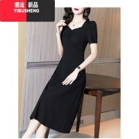 YIBUSHENG赫本风小黑裙女2022季新款轻熟气质修身裙子法式黑色连衣裙长裙