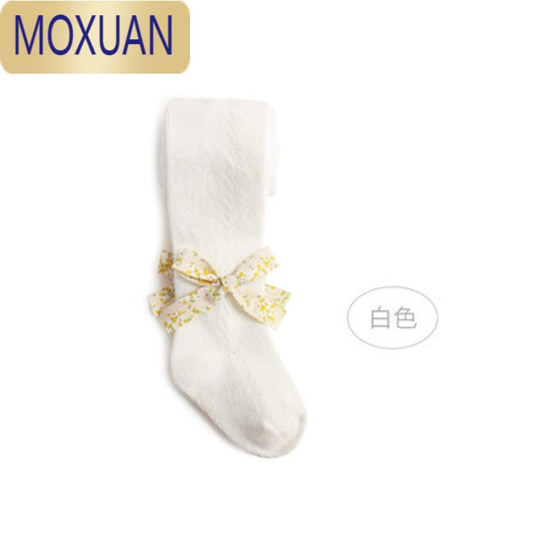 MOXUAN宝宝打底裤子春夏女童婴儿网眼连裤袜西班牙风蝴蝶结薄款儿童裤袜