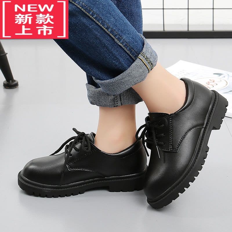 可莉允儿童鞋男童皮鞋春秋2022新款韩版软底英伦风黑色中大童学生演出鞋运动休闲鞋图片