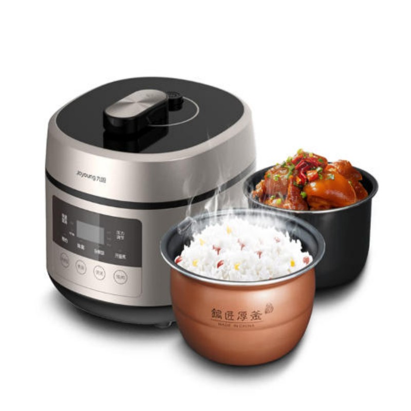 九阳电压力锅6L大容量双胆 中途加菜 高压锅电饭煲煮炖焖锅Y60C-B562 流沙金