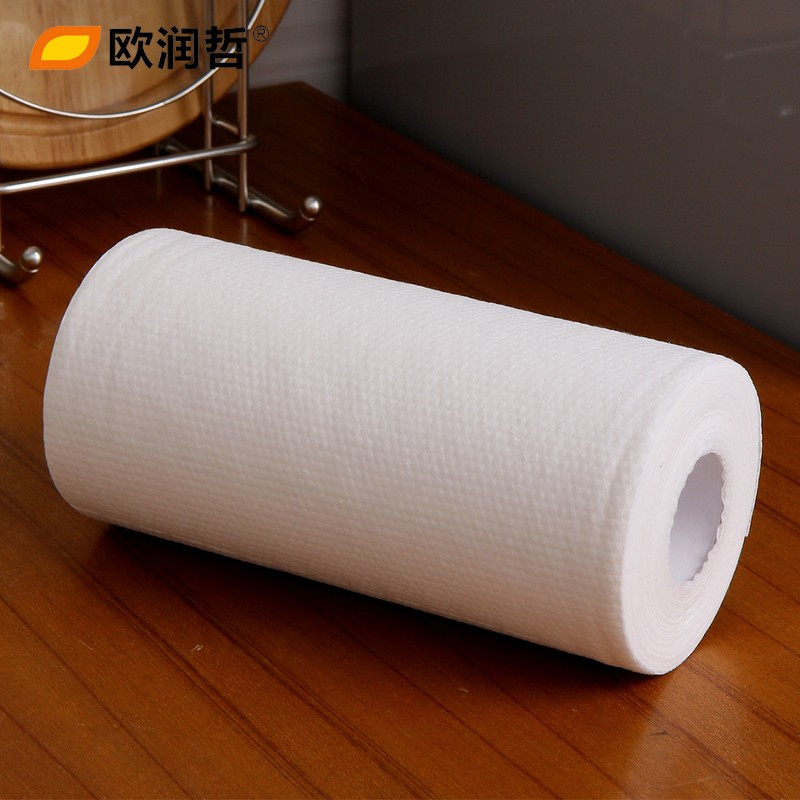 欧润哲(ORANGE) 100节厚制白色无纺布抹布 吸水吸油厨房一次性家务清洁巾洗碗巾 106424