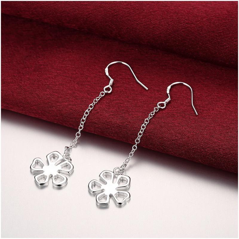 E089Women silver plated earring镀925纯银长款时尚个性耳环饰品