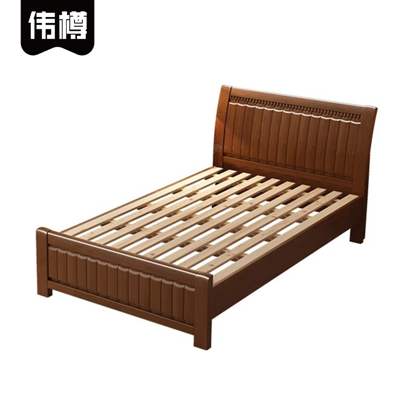 伟樽老式硬板床胡桃色镂空床板1500*2000*460mm张高清大图