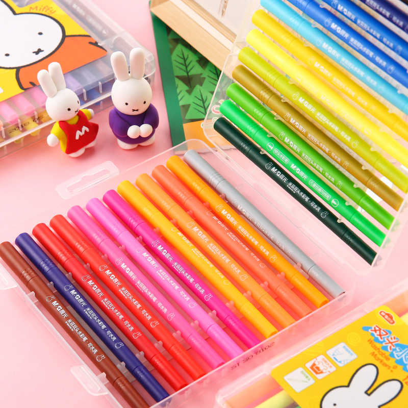 晨光fcpn0239双头水彩笔24色米菲系列绘画彩笔24支盒单位件