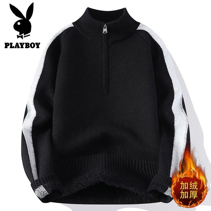 花花公子新款【新款】2025冬半高拉链领针织毛衣男群文件11.30_494高清大图