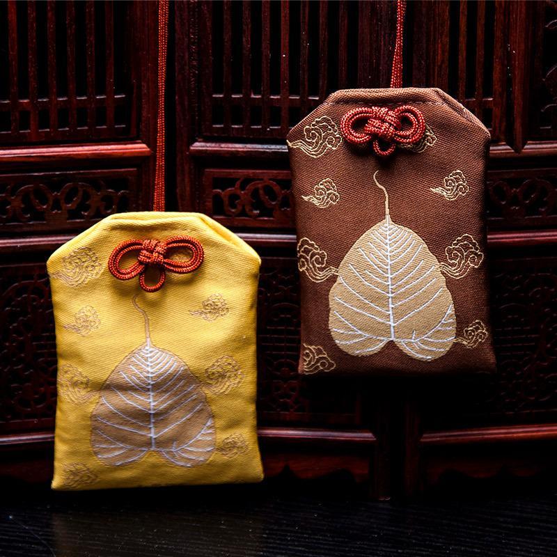 菩提叶吉祥福袋平安袋空香囊锦囊袋佛教礼品护身符袋祥云