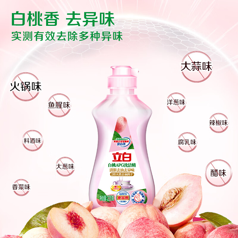 立白白桃APG洗洁精220g A类果蔬奶瓶洗洁剂洗碗液 洗涤灵高效去油除味高清大图