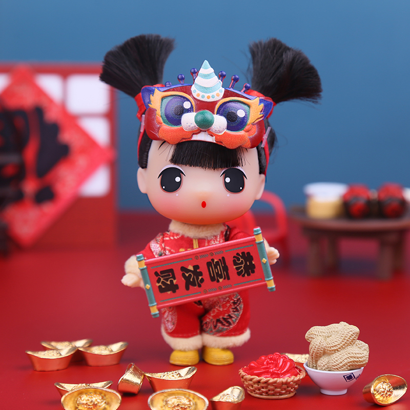 ddung冬己2020新年款新春福袋娃娃喜庆摆件喜乐送礼女孩娃娃