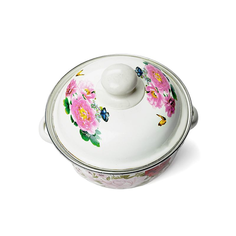 妙简乐 双耳搪瓷带盖汤锅 22cm 个高清大图