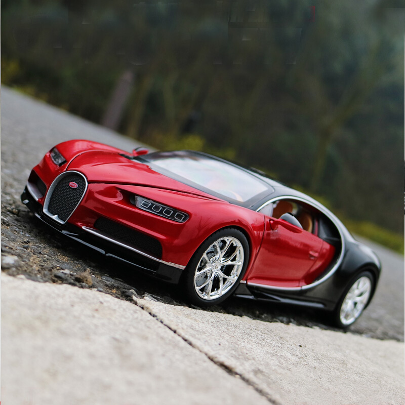 威利welly124布加迪chiron车模仿真跑车合金汽车模型摆件送生日暗夜红