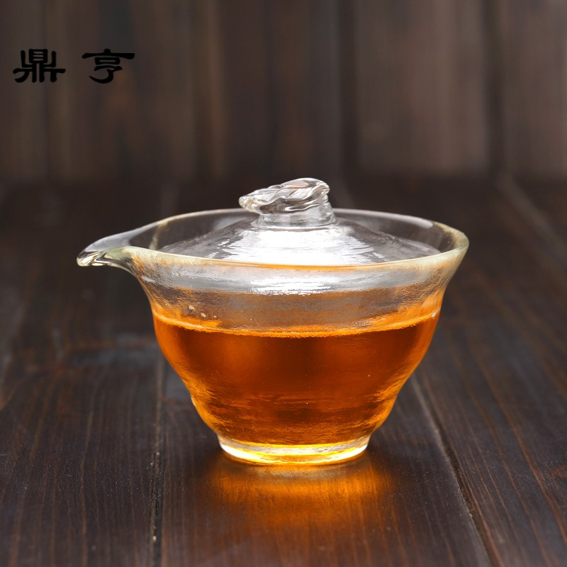 鼎亨手工磨砂玻璃盖碗加厚 耐热 高温 日式手抓壶泡茶器功夫茶具