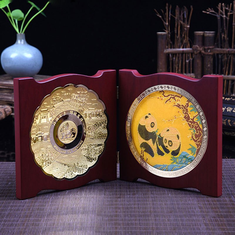 [中华特色]南京馆 南京云锦金箔工艺金陵八景合开摆件礼盒