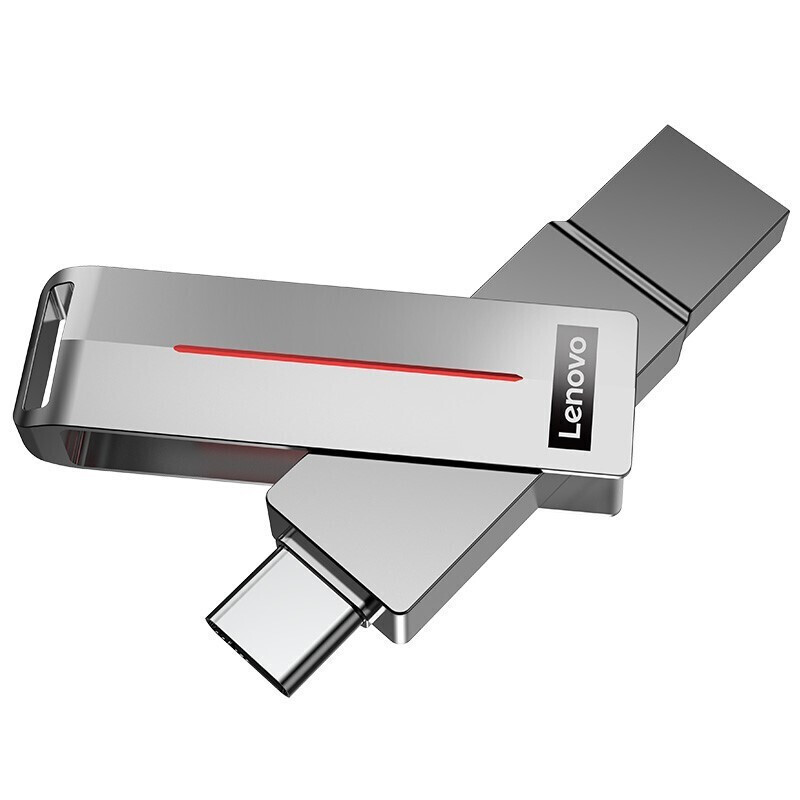 联想(Lenovo)U盘 USB3.1/Type-C 双接口 手机电脑通用 金属外壳 L3C (银色) 64G