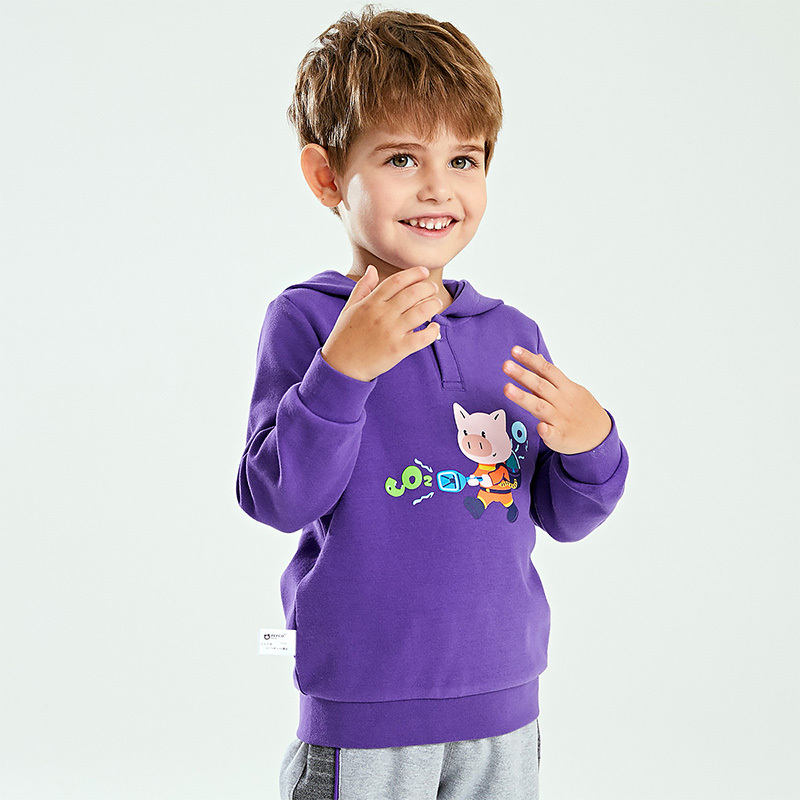 小猪班纳童装男童卫衣秋冬小童宝宝连帽上衣韩版洋气套头帽衫时髦报价