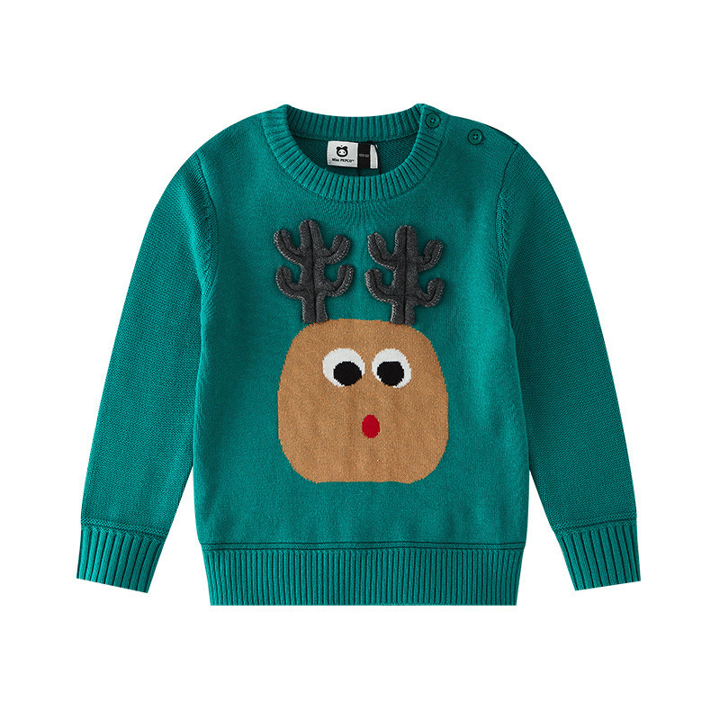 小猪班纳童装男童毛衣冬季圆领针织衫企鹅卡通线衫儿童长袖上衣棉视频