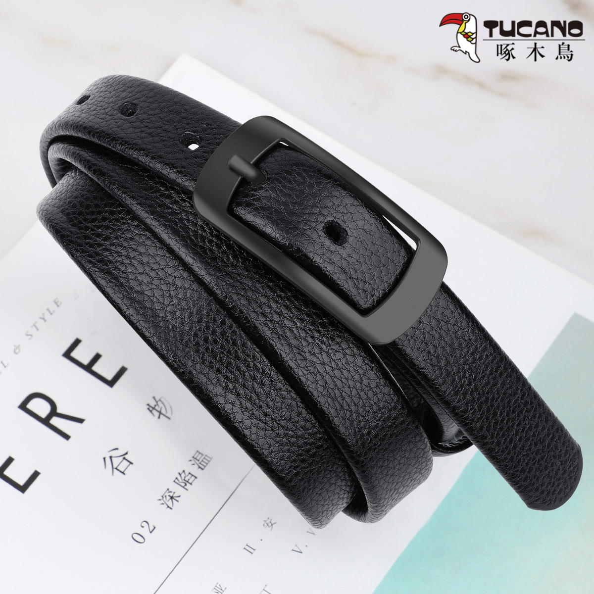 啄木鸟皮带女士真皮纯牛皮腰带女式百搭装饰时尚百搭软裤带潮i软式高清大图