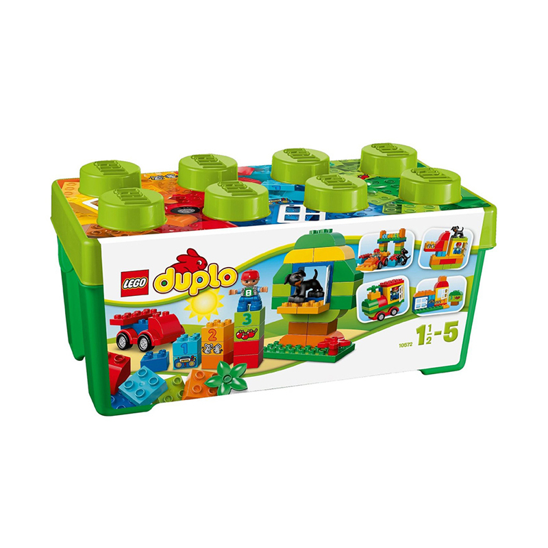 低幼基础款LEGO乐高Duplo得宝系列拼插玩具10572多合一趣味桶65粒大颗粒积木1.5-3岁