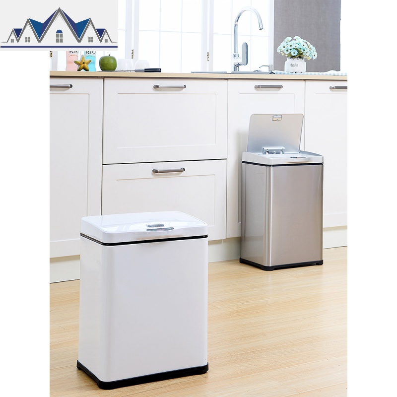 简约现代不锈钢厨房大号垃圾分类垃圾桶智能感应式家用客厅自动筒 三维工匠高清大图