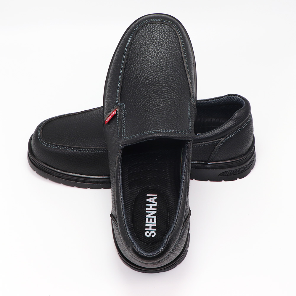 申海安全防护鞋 6608牛软面皮压花 黑色 35-47码 双高清大图