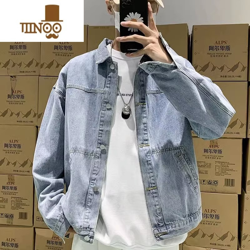 YANXU2023新款潮牌工装牛仔外套男ins宽松大码休闲上衣夹克港风
