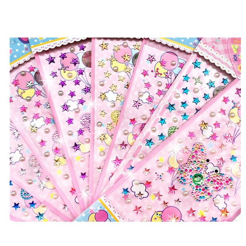 贴纸儿童舞台化妆钻石贴画女孩奖励宝石立体手工粘贴水晶手机装饰 玫