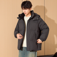 唐狮2024冬季新款情侣羽绒服连帽短款撞色面包服韩系休闲厚外套潮_000 M 男款深墨灰