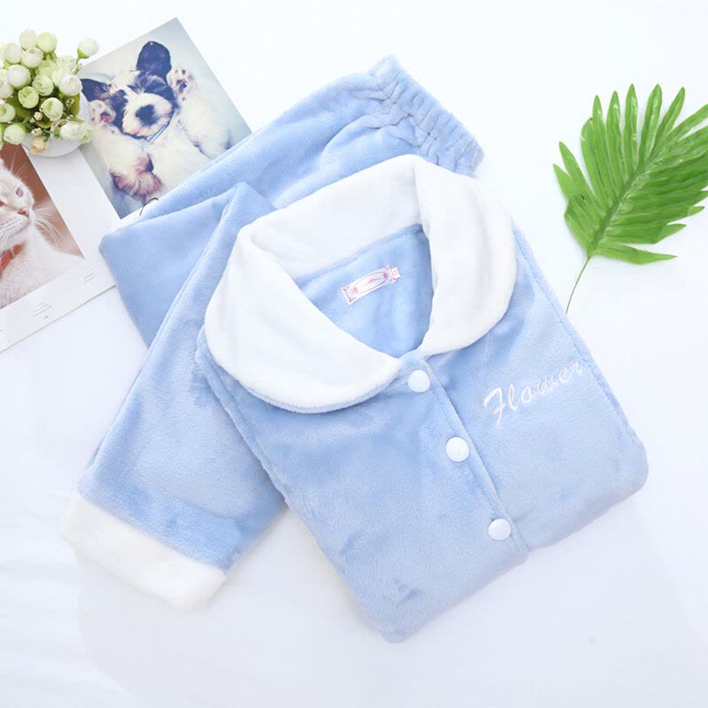 迪鲁奥(DILUAO)孕妇睡衣女秋冬季珊瑚绒怀孕期产后哺乳月子服法兰绒喂奶加绒图片