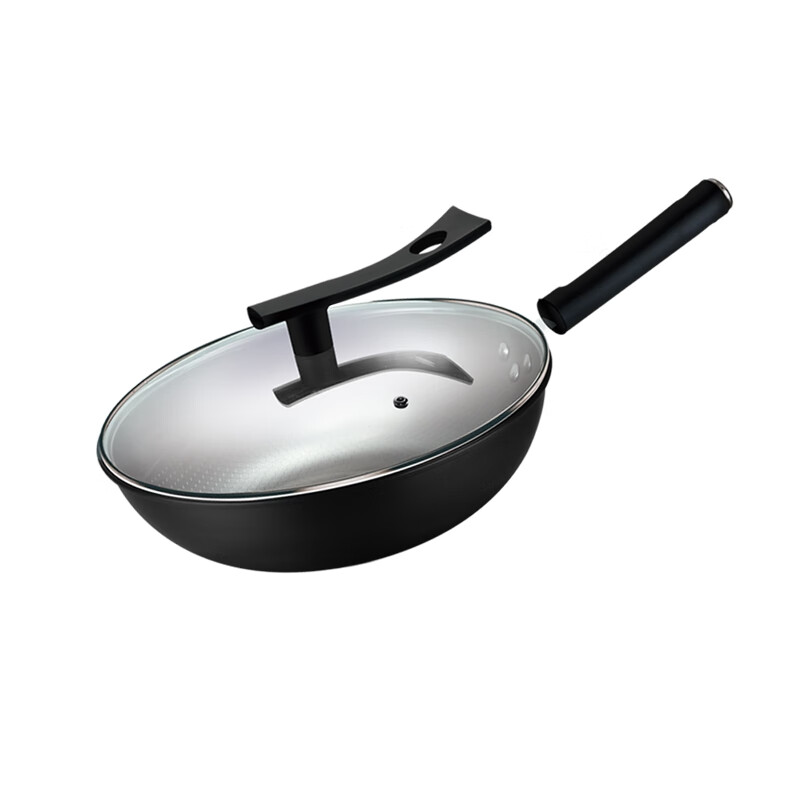 都市太太 DSDLC 得力炒锅 防刮耐磨不锈钢炒锅 黑色 32cm