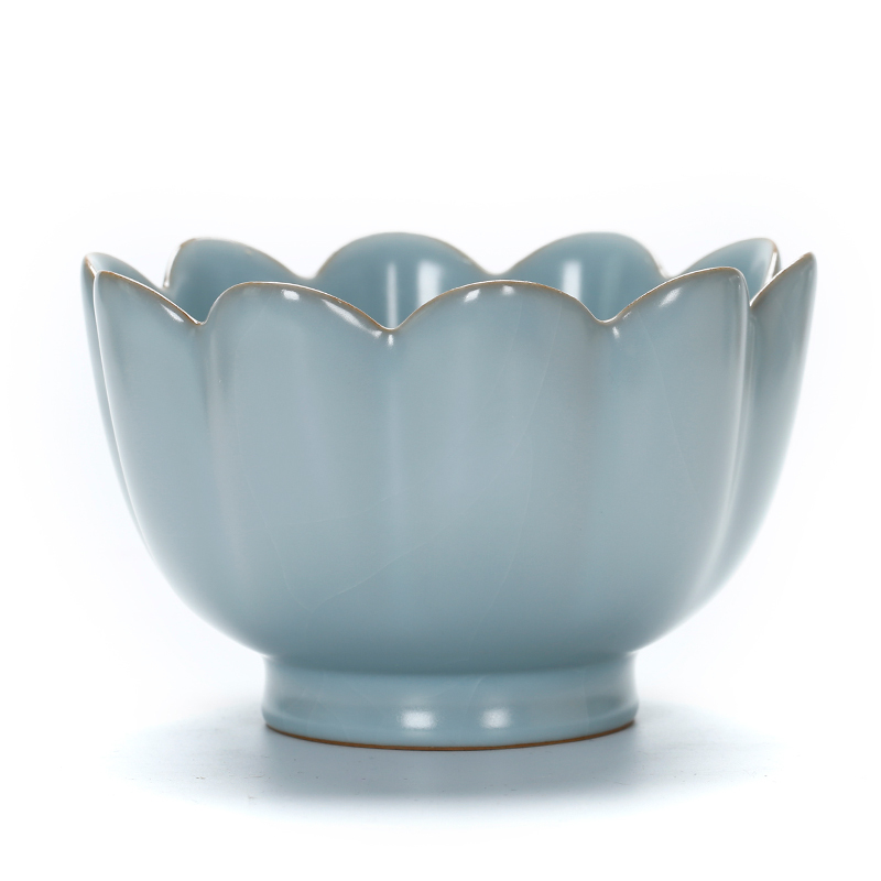 汝窑大号茶洗开片汝瓷功夫茶具陶瓷茶碗笔洗茶道茶零配礼品 新莲花碗