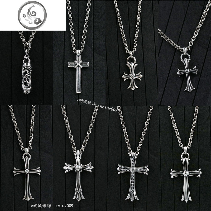 剋罗心925纯银复古潮童军花吊坠女字母项链男 JiMi高清大图