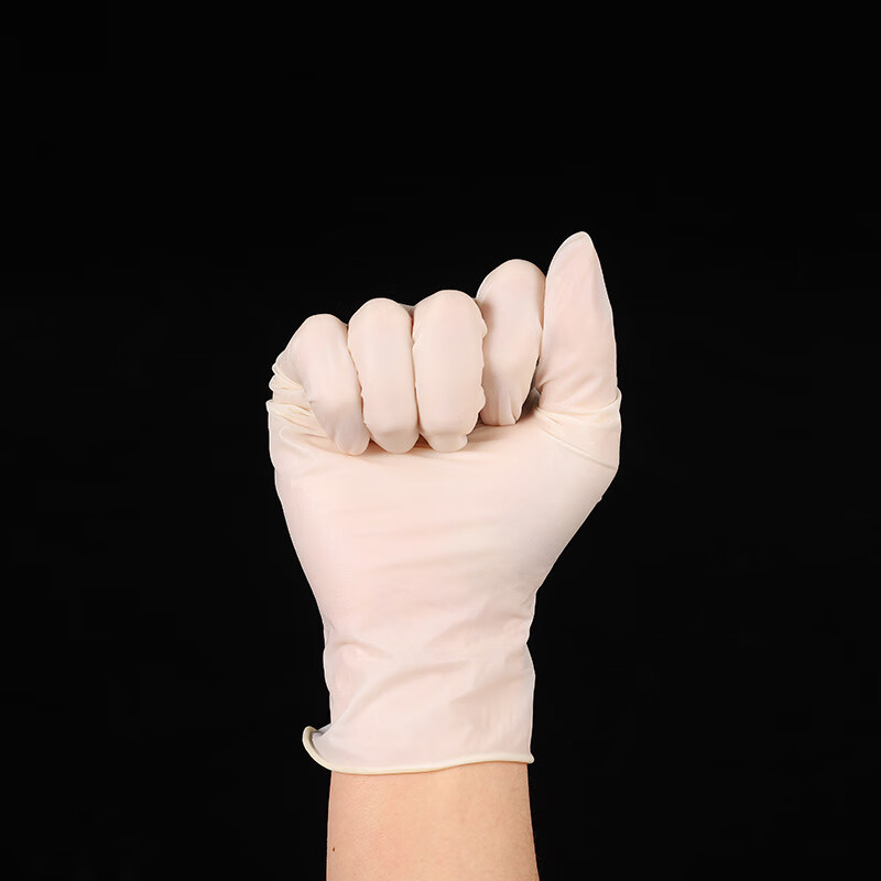 冰禹 一次性手套 BYQ-932 乳胶 白色透明 S 100只 1盒高清大图