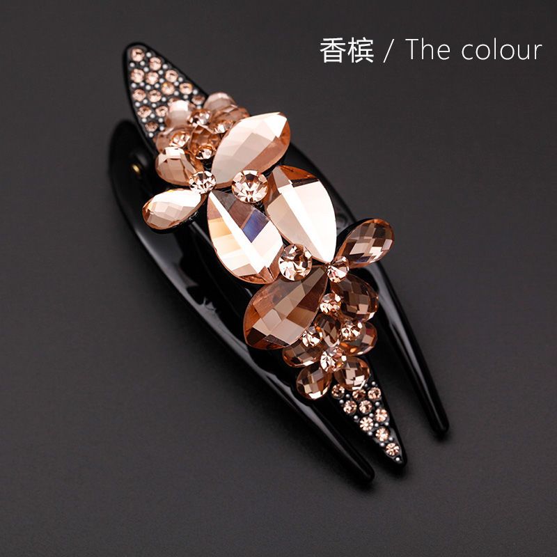 香槟韩国发饰镶钻水钻鸭嘴夹盘发发抓抓夹中号抓子水