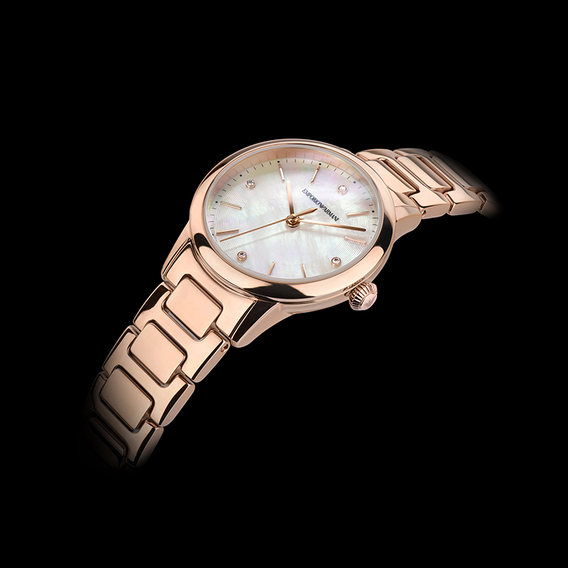 安普里奥·阿玛尼(Emporio Armani)女表 瑞士机芯钻石刻度女士石英腕表RENATO系列ARS5301